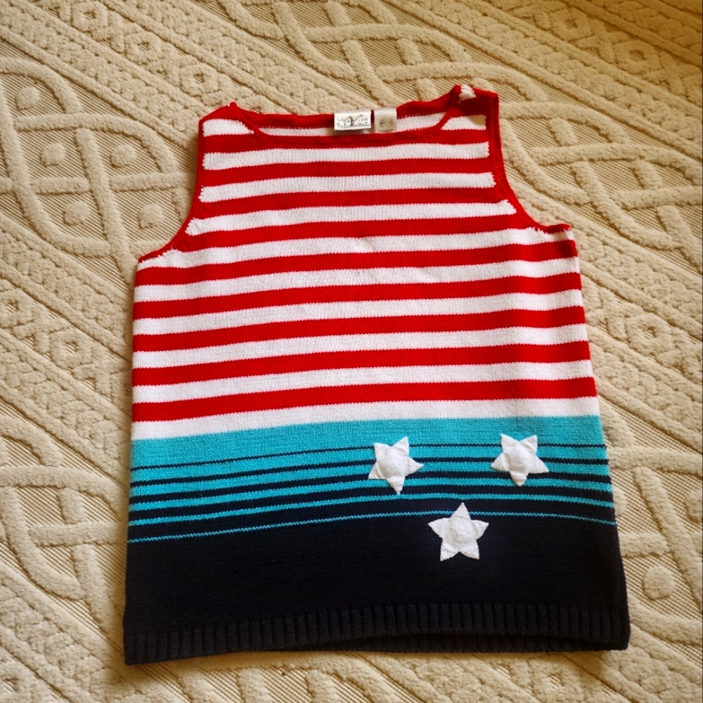 S Striped Red and Blue Sweater Tank Top